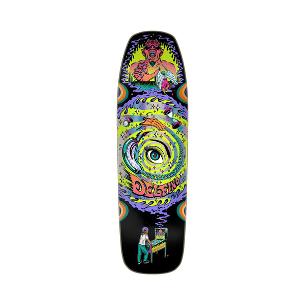 Santa Cruz Delfino Pinball Vision 9.14" Shaped Skateboard Deck