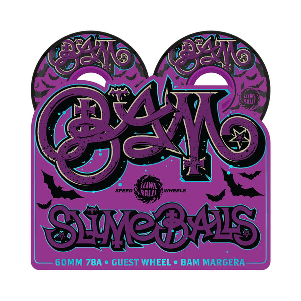 Santa Cruz Slime Balls OG Slime Bam Margera Guest 60mm 78A Skateboard Wheels - Black