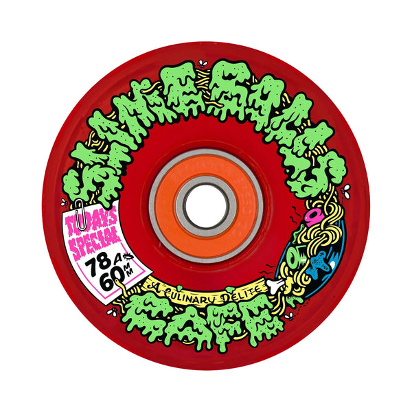 Santa Cruz Slime Balls Light Ups Cafe 60mm 78A Skateboard Wheels - Red