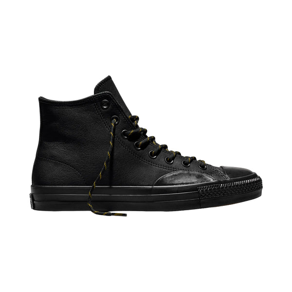 Converse CTAS Pro Hi Leather Skate Shoe - Black/Yellow/Total Eclipse