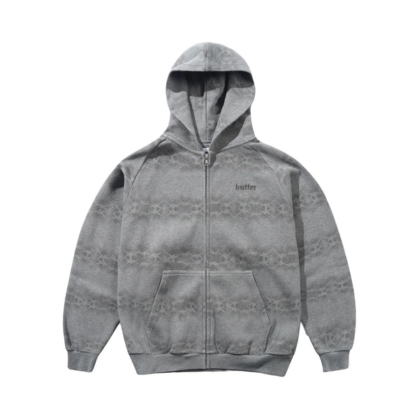 Butter Faded Waffle Zip-Thru Hoodie - Washed Grey