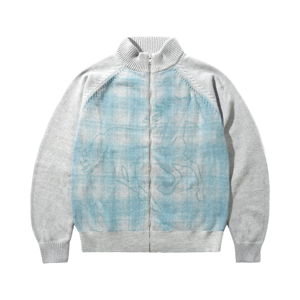 Butter Mustang Zip-Thru Knit Sweater - Grey