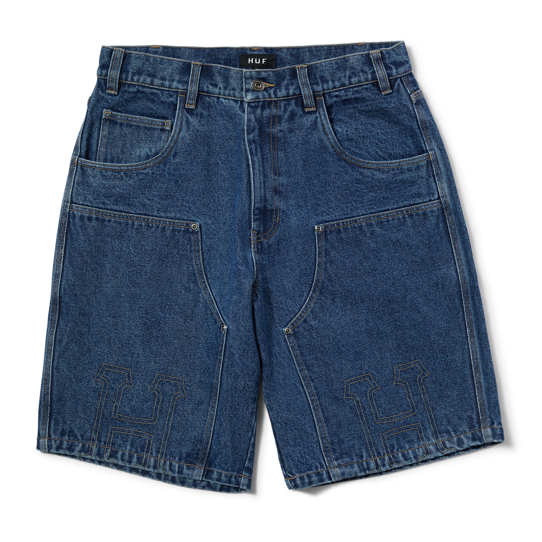 HUF Classic H Double Knee Denim Short - Stone Washed Indigo