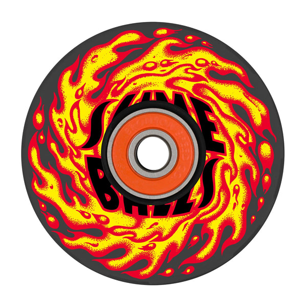 Santa Cruz Slime Balls Flame 66mm 78a Light Ups OG Skateboard Wheel - Black
