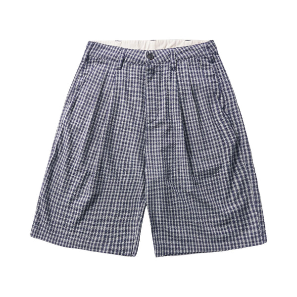 Butter Pleated Shorts Shorts - Navy Plaid