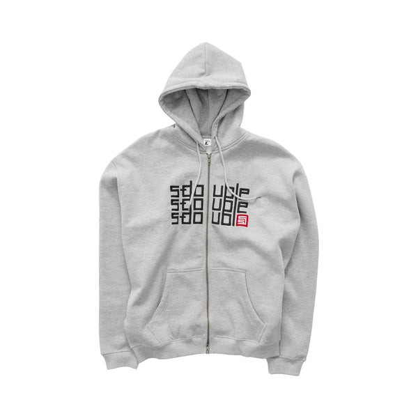 S/Double Triple Block Zip Hoodie - Grey Heather