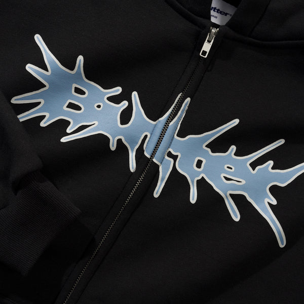 Butter Nail Logo Zip-Thru Hoodie - Black