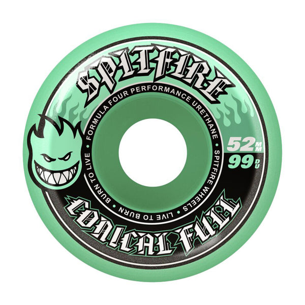 Spitfire Conical Full Formula Four 52mm 99D Skateboard Wheels - Teal