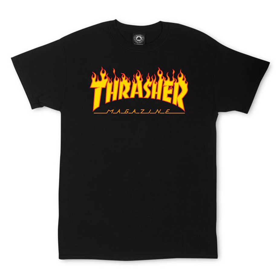 Thrasher Flame T-Shirt — Black | BOARDWORLD Store